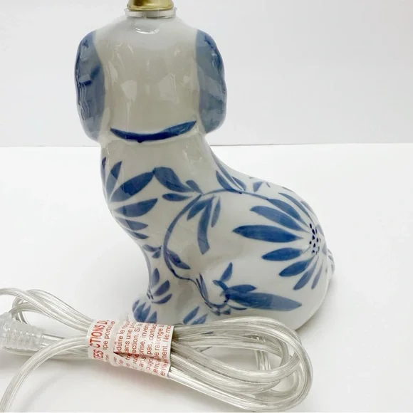 Blue Ceramic Reproduction Staffordshire Dog Figurine Mini Table Lamp NEW